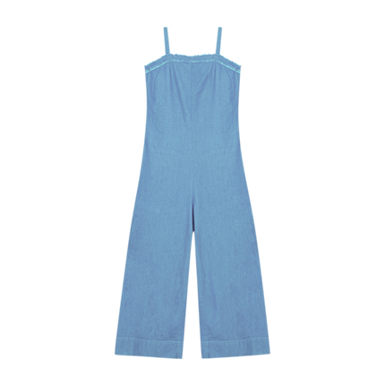 strappy denim jumpsuit