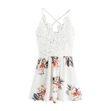 contrast lace floral print dress