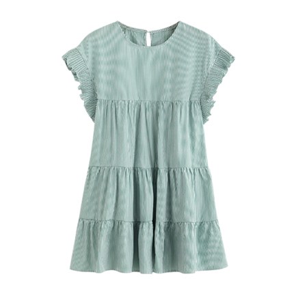 Style and compare Vertical Striped Tiered Peasant Frill Dress ...