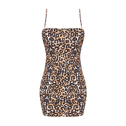 leopard print spaghetti strap dress