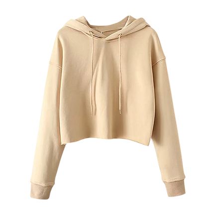 drawstring hooded crop sweatshirt