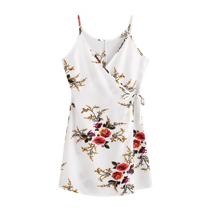 floral print random self tie cami dress