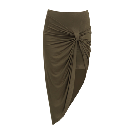 Asymmetrical twist shop ruched skirt