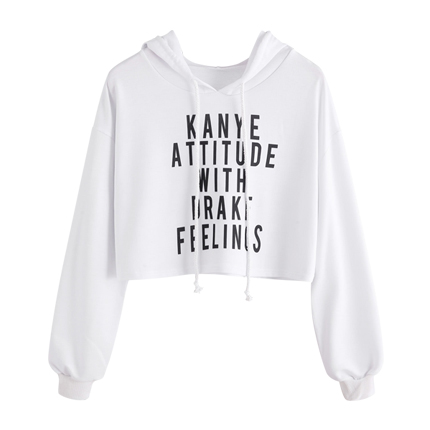 slogan print crop hoodie