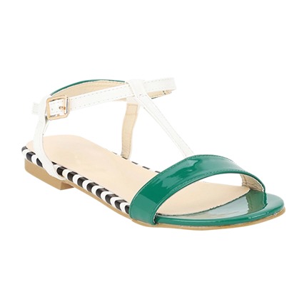 Style and compare Wild Zebra Streak Green Flat Sandals | footwear ...