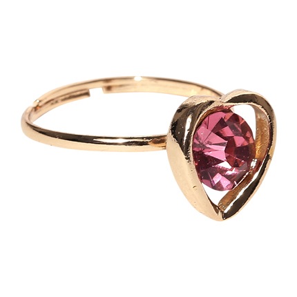 Style and compare Gold & Pink Heart-Shaped Stone-Studded Ring ...